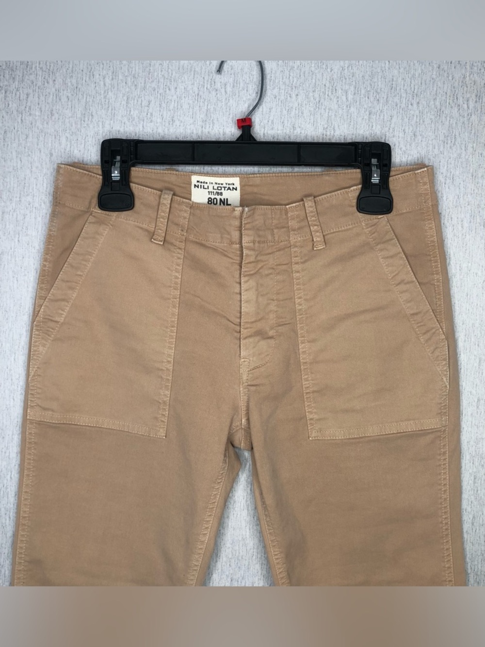 Nili Lotan Women’s Size 4 Slim Straight Jenna Pants Khaki Raw Hem Utility Twill - Picture 2 of 15